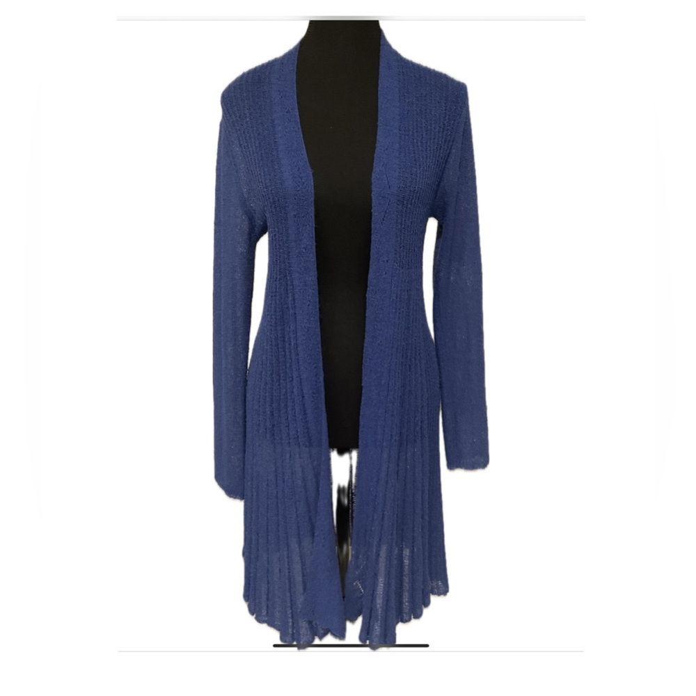 FEELING Vibrant  Blue Open-Front Knit Fanned out Duster/ cardigan